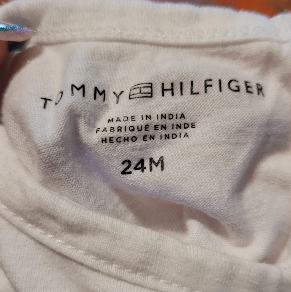 Vintage Tommy Hilfiger 100% Cotton White Embroidered Onsie Size 24 Months